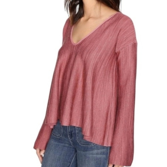 Free People Sundae Rose Pink Linen Blend Pullover Sweater Large - Picture 6 of 6